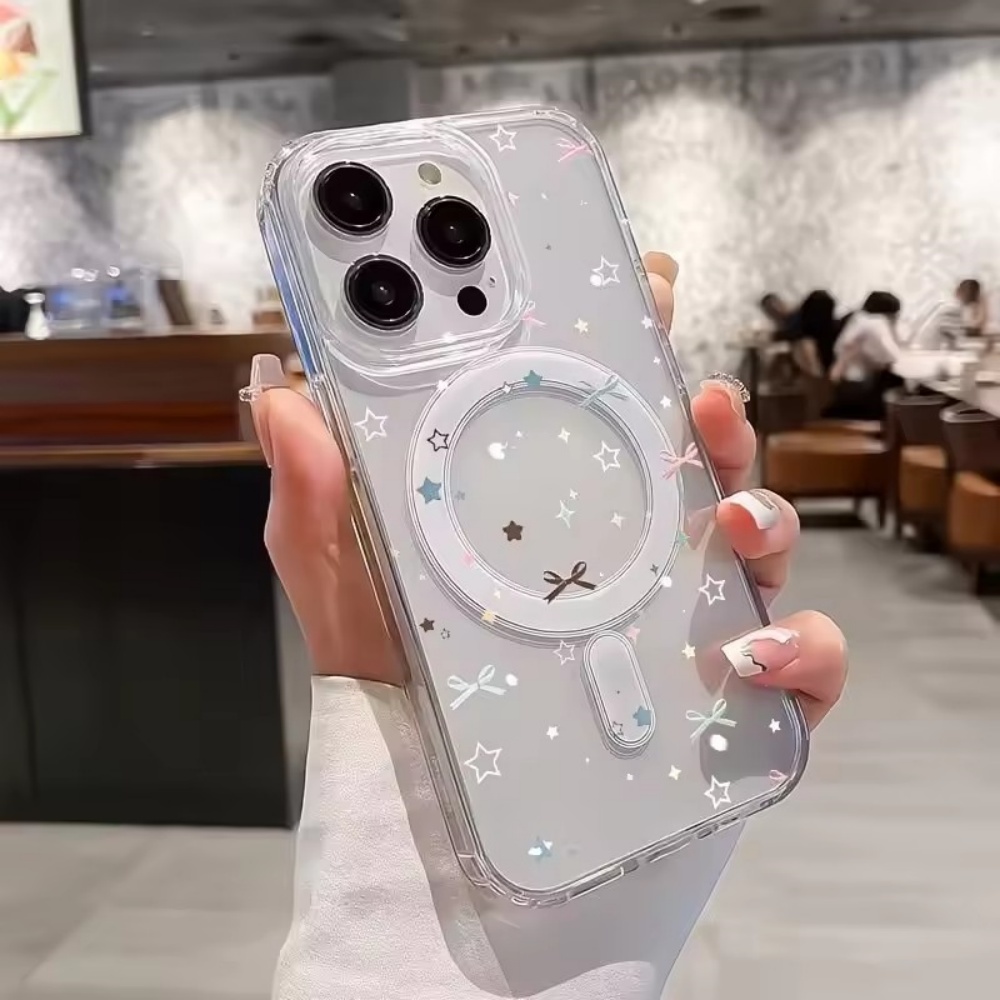 Phone Cases Protective - Star Bow Print Clear Phone Case