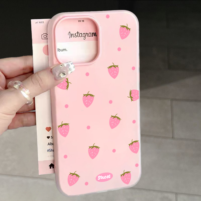 Phone Cases Protective - Sweet Pink Strawberry Pattern Phone Case