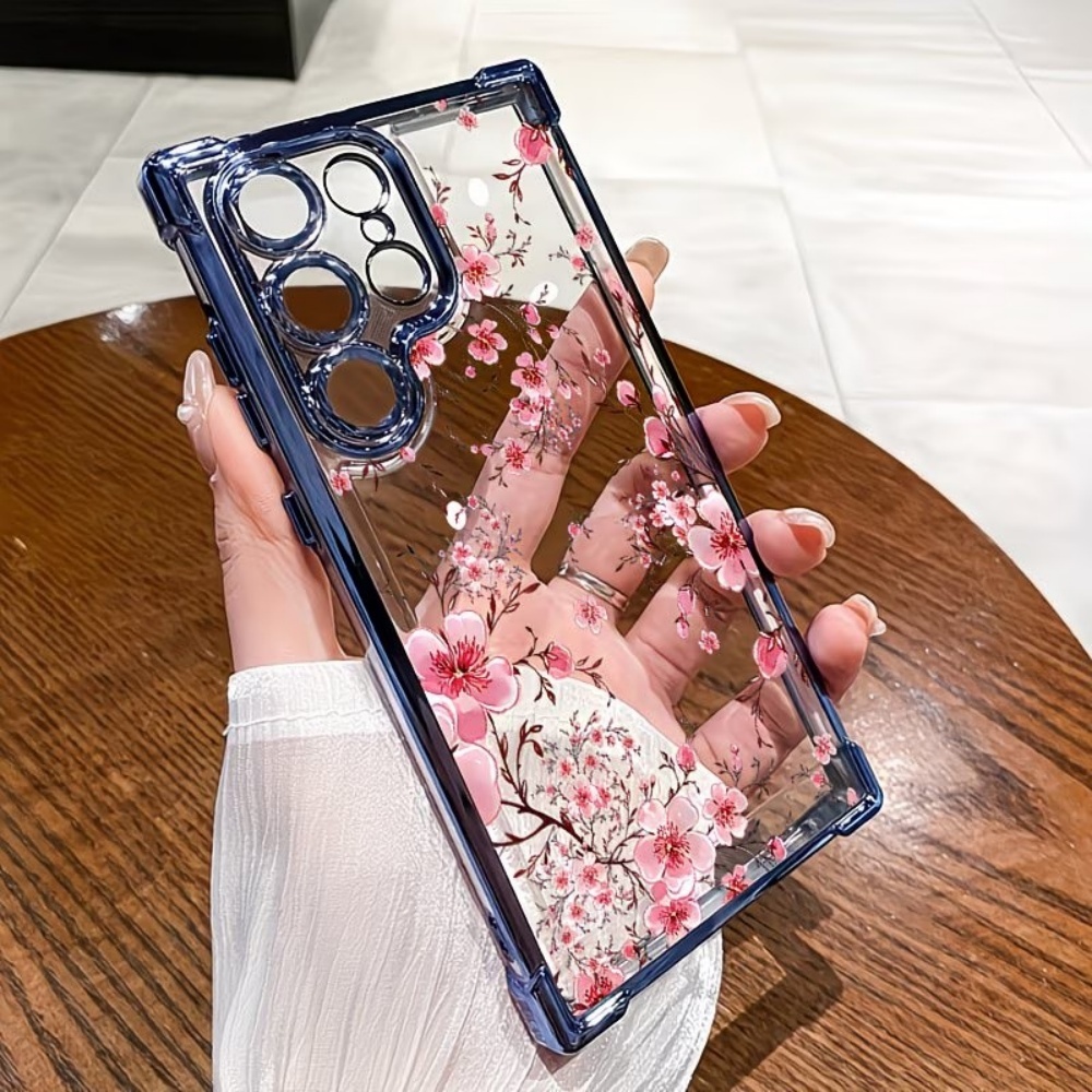 Phone Cases Samsung - Cherry Blossom Electroplated Four-Corner Anti-Fall Phone