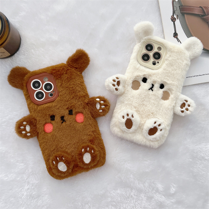 Korean 3D Cartoon Bear Fluffy  - Phone Cases Protective recensie en prijs