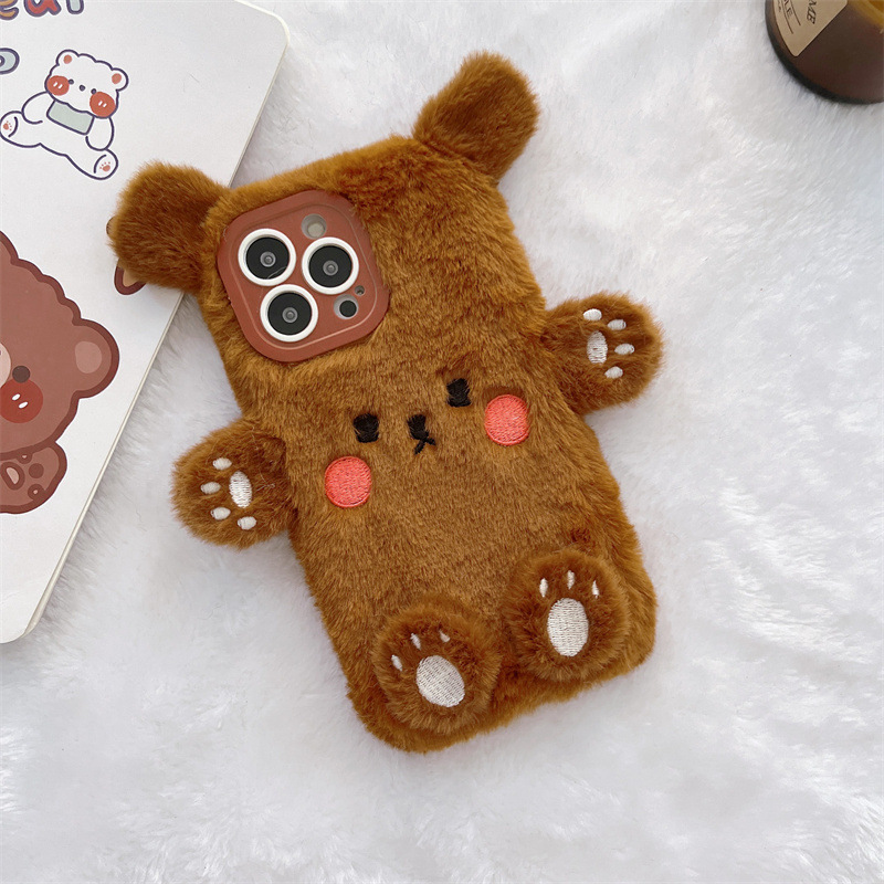 Korean 3D Cartoon Bear Fluffy  - Phone Cases Protective recensie en prijs