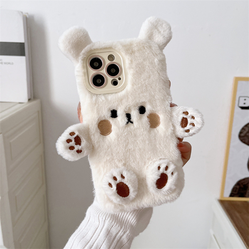 Korean 3D Cartoon Bear Fluffy  - Phone Cases Protective recensie en prijs
