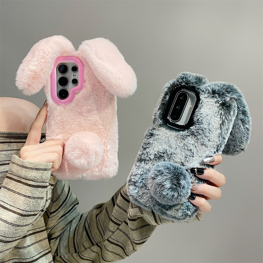 Cute Rabbit Ears Fluffy Stand  - Phone Cases Samsung recensie en prijs
